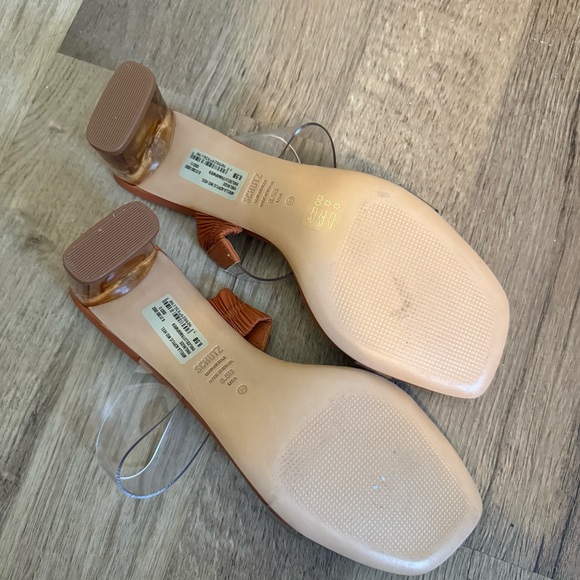 Schutz Ariella Light Brown/Orange High Heel PVC Transparent Sandals Womens 8.5B - Picture 5 of 6